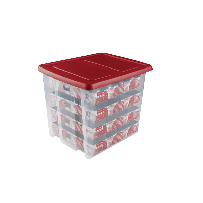 Box de rangement de Noël Nesta 45 L transparent et rouge SUNWARE