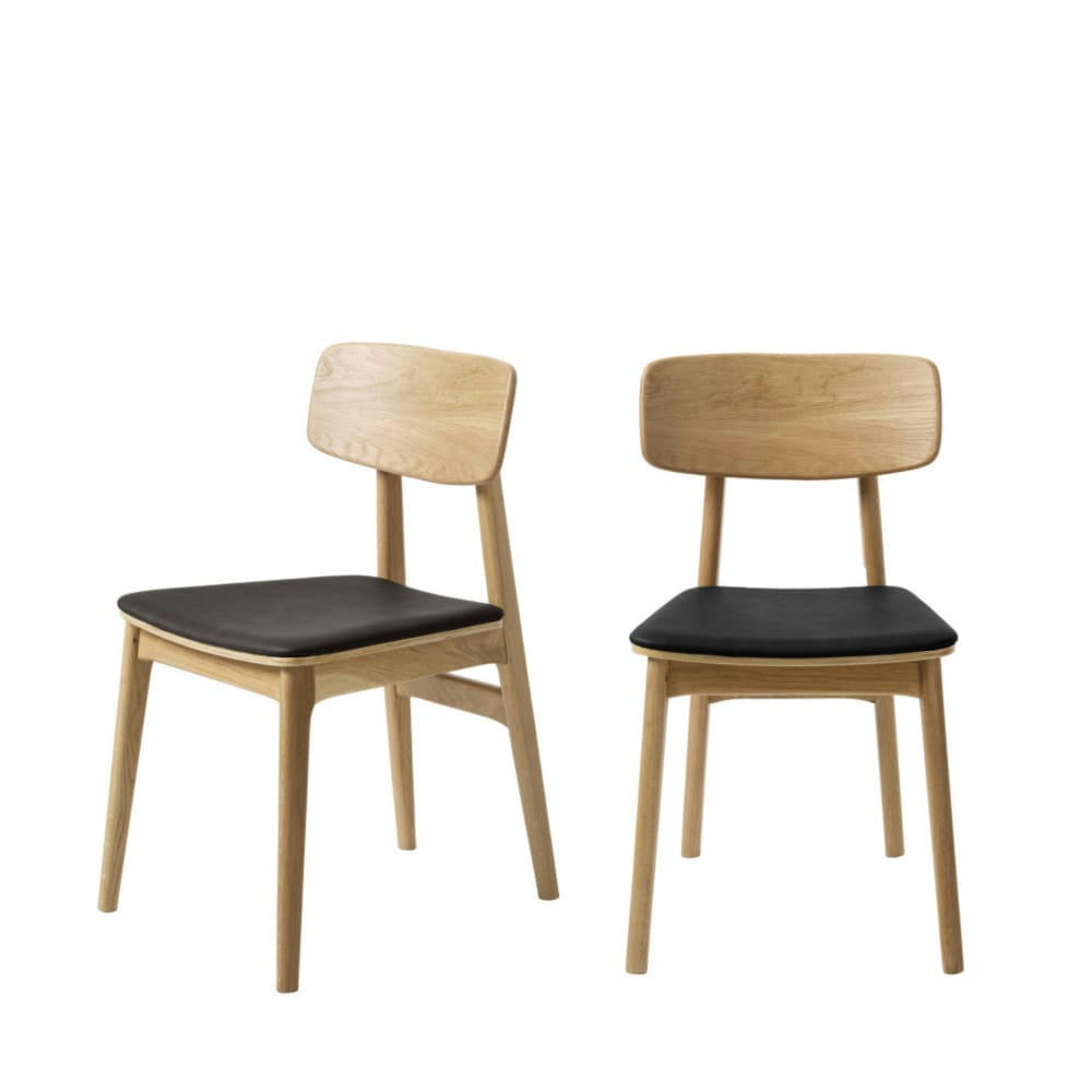 ORR - Lot de 2 chaises en bois et simili noir