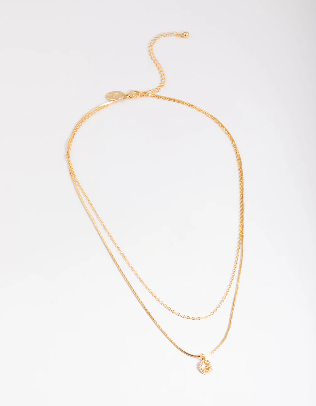 Gold Plated Diamante Letter G Layered  Necklace
