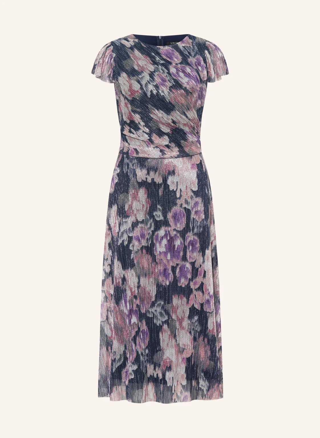 SWING Cocktailkleid mit Plissees und Glitzergarn