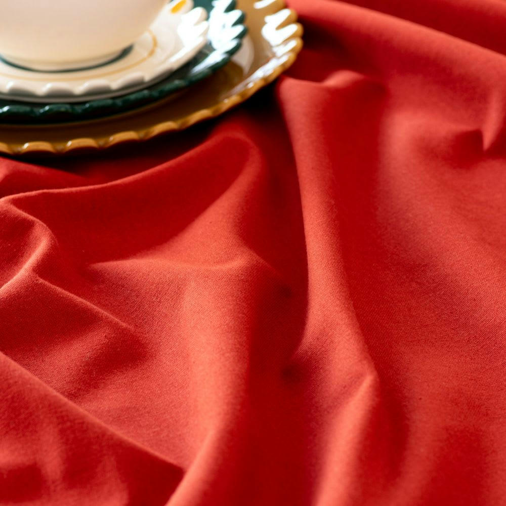 - Nappe en coton biologique rouge brique 150x250