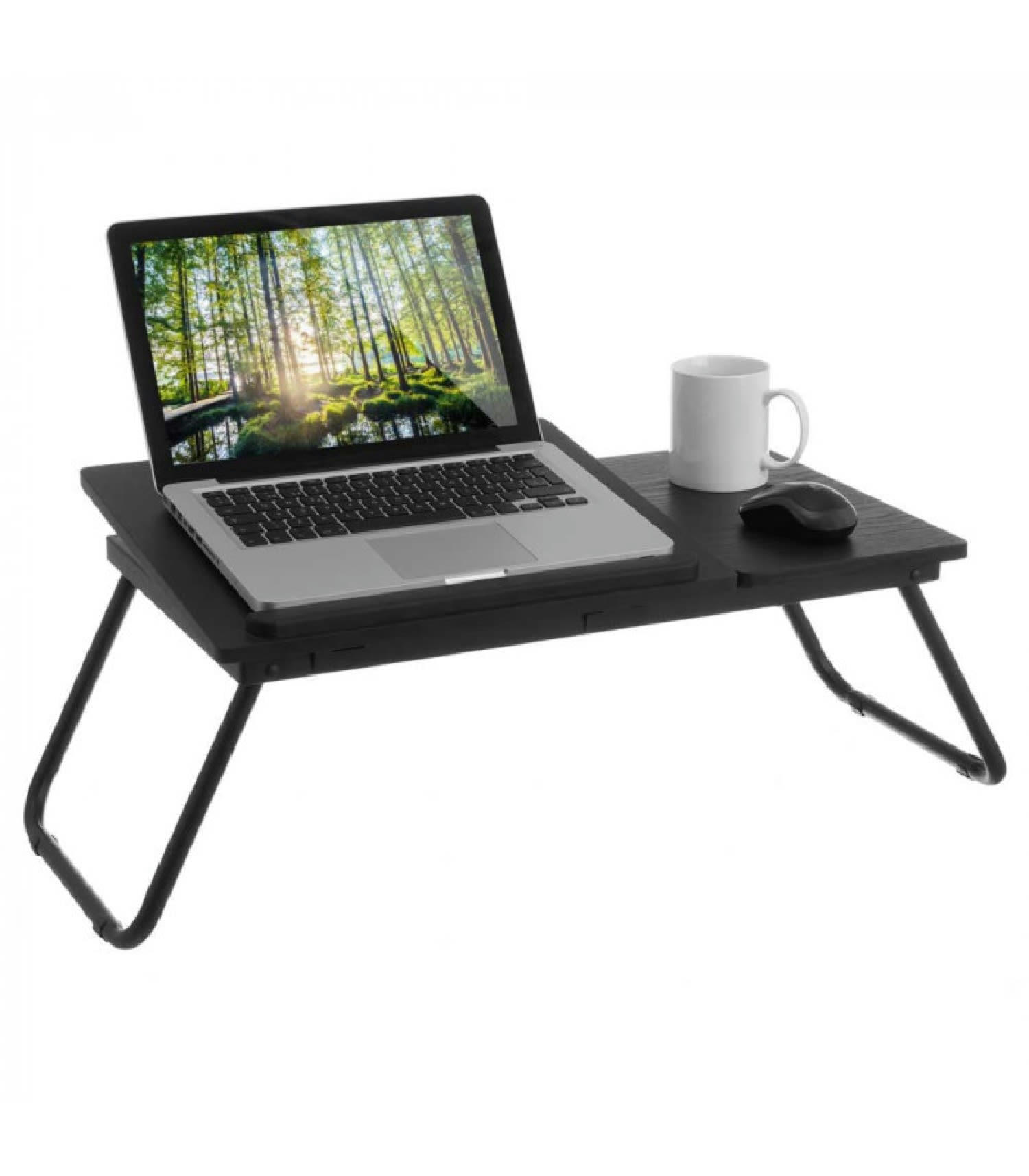 BOIS - Plateau de lit noir pour ordinateur portable ou tablette