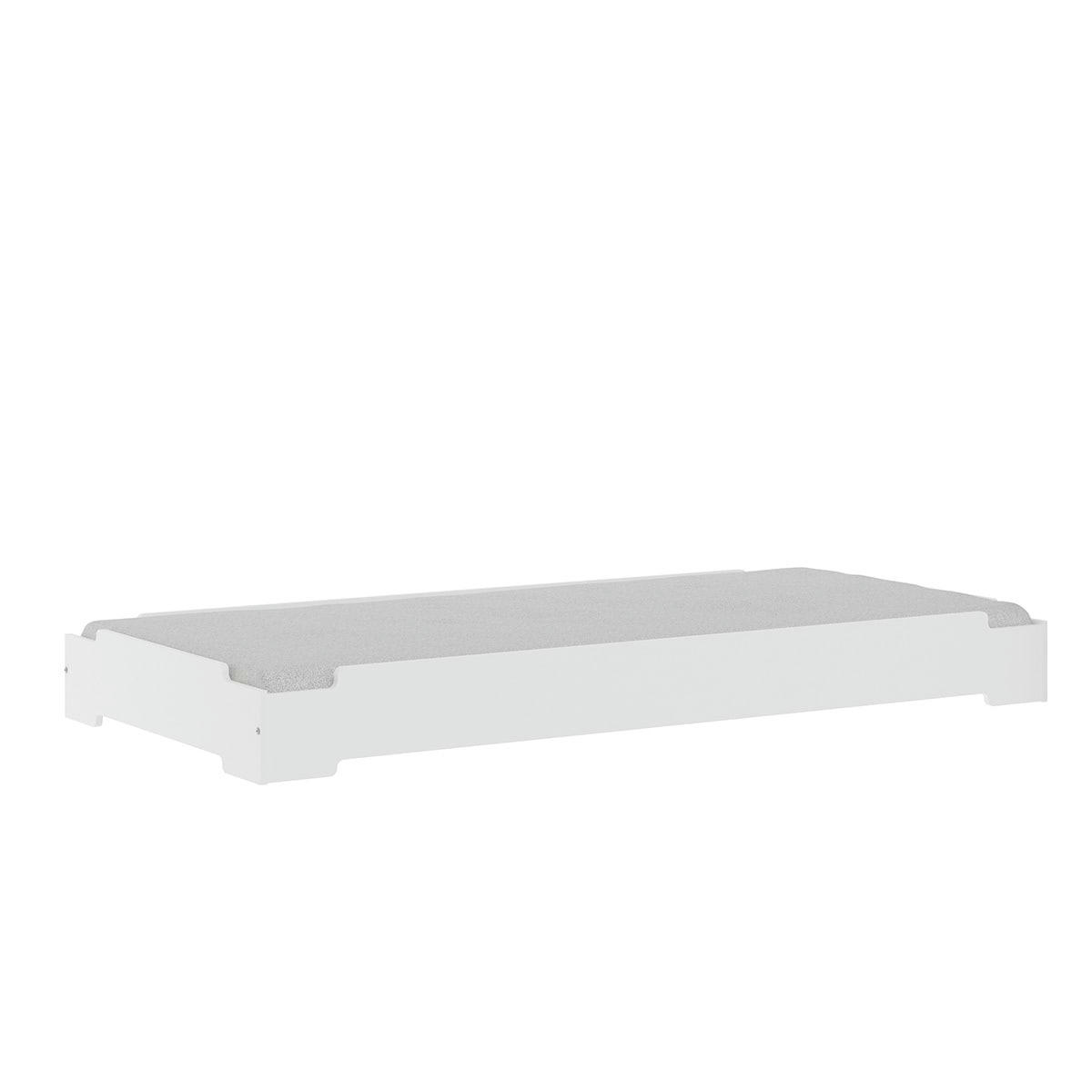 STACK - Pack lit empilable avec matelas 90x190 cm bois massif blanc