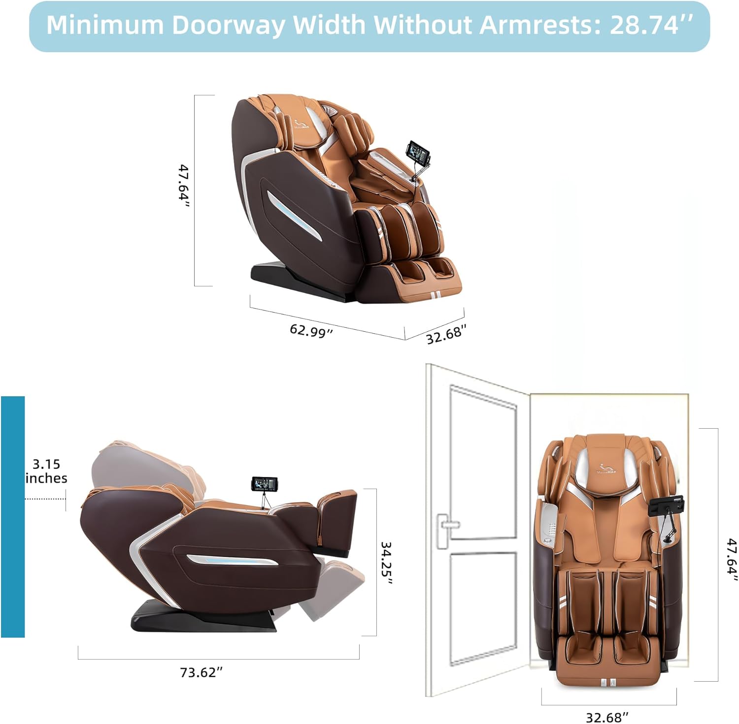 MassaMAX A580 2026 4D Massage Chair for Big & Tall People Full Body Massage Up to 6'10 & 500 lbs  Cloud Upgrade  APP Control  27 Modes  59 SL Track  Auto Footrest Extension  and Heating (Brown) Beta
