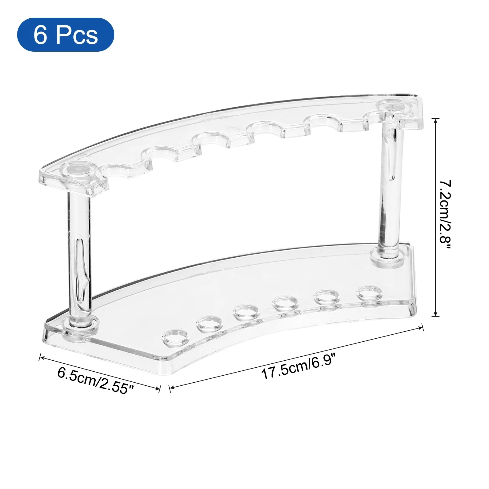 Plastic Pen Holder, 6-Slot Acrylic Pen Display Stand Vertical Clear - 14.5cm x 6.5cm
