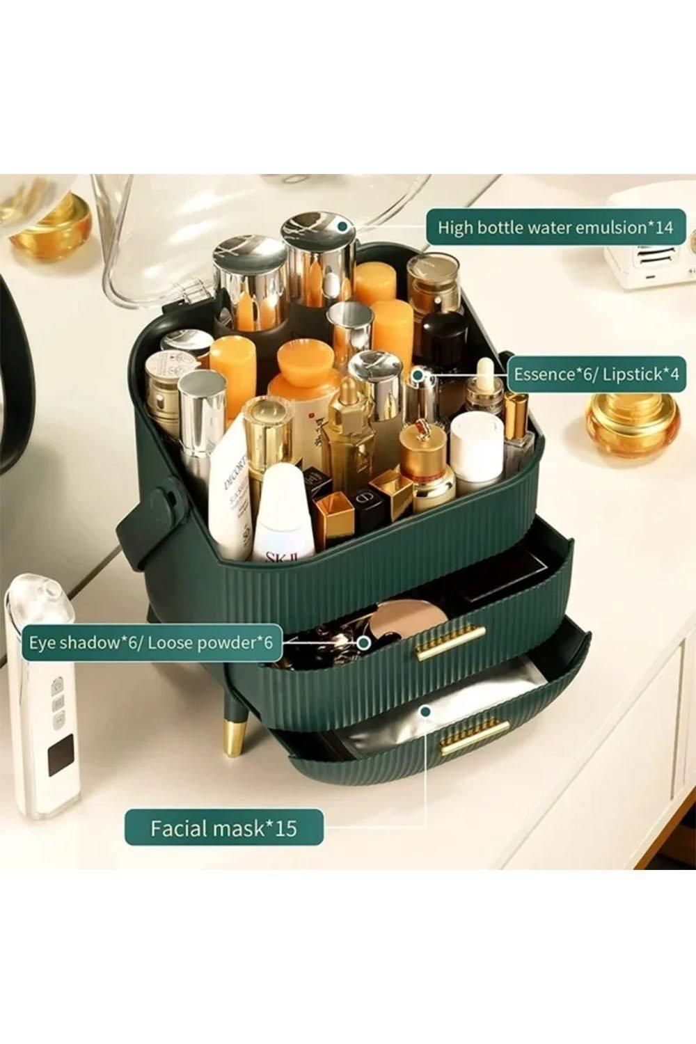 H&O Direct Portable Makeup Storage Organizer Box with Drawers
