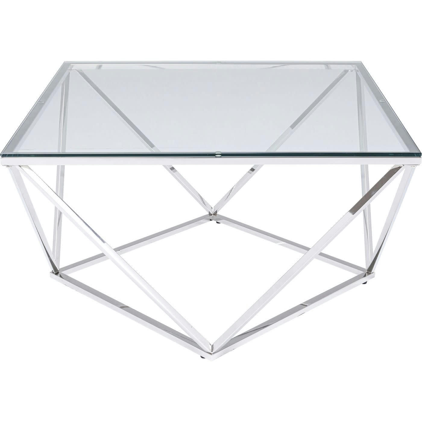 CRISTALLO - Table basse en verre et acier argenté