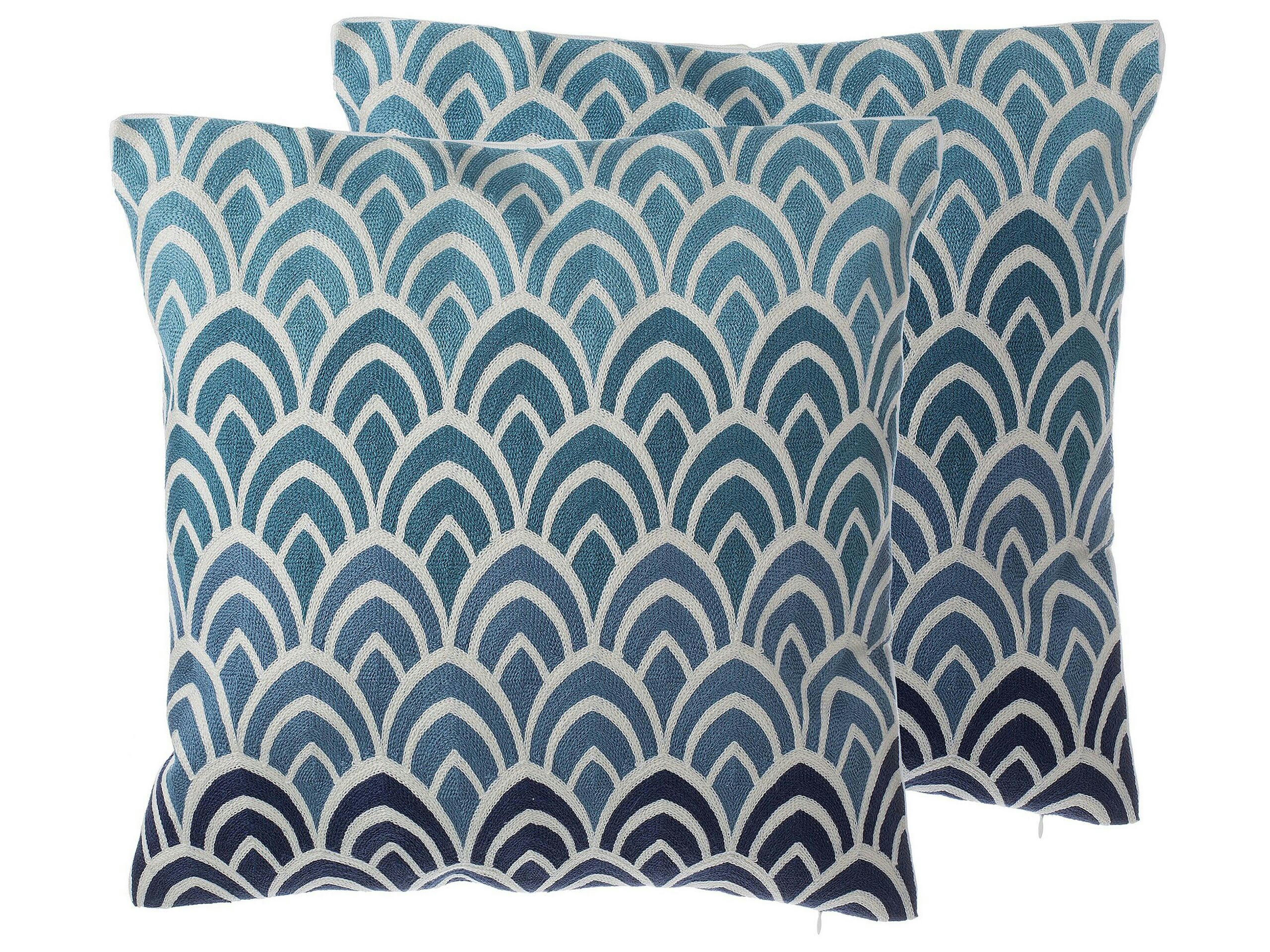 NIGELLA - Lot de 2 coussin décoratifs en tissu bleu 45x12cm