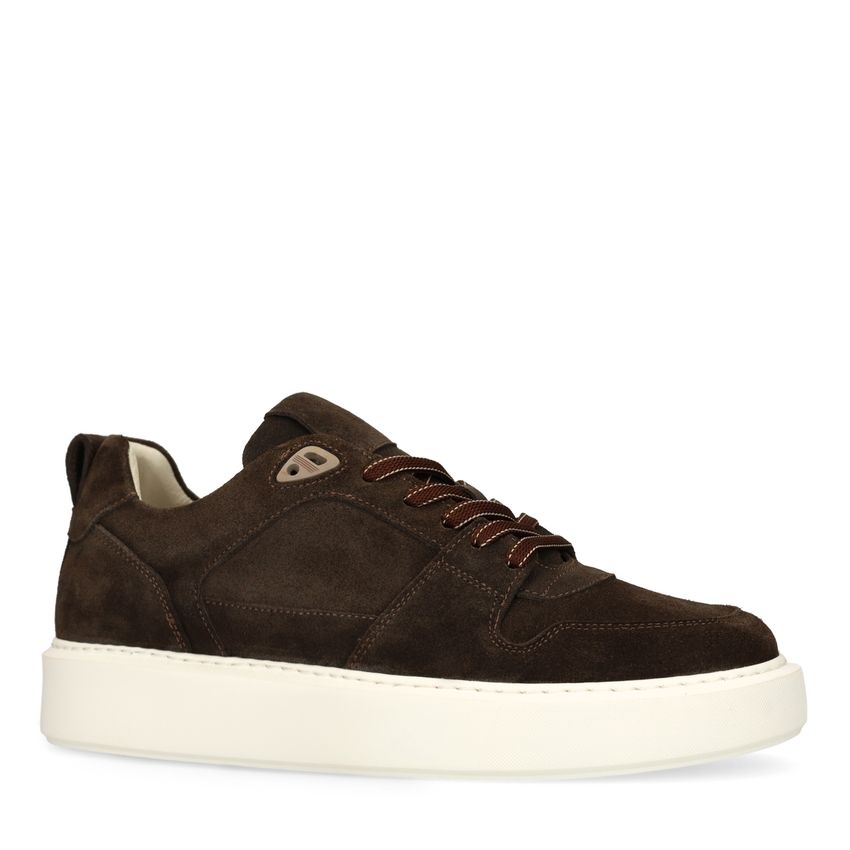 Manfield Bruine suède sneakers
