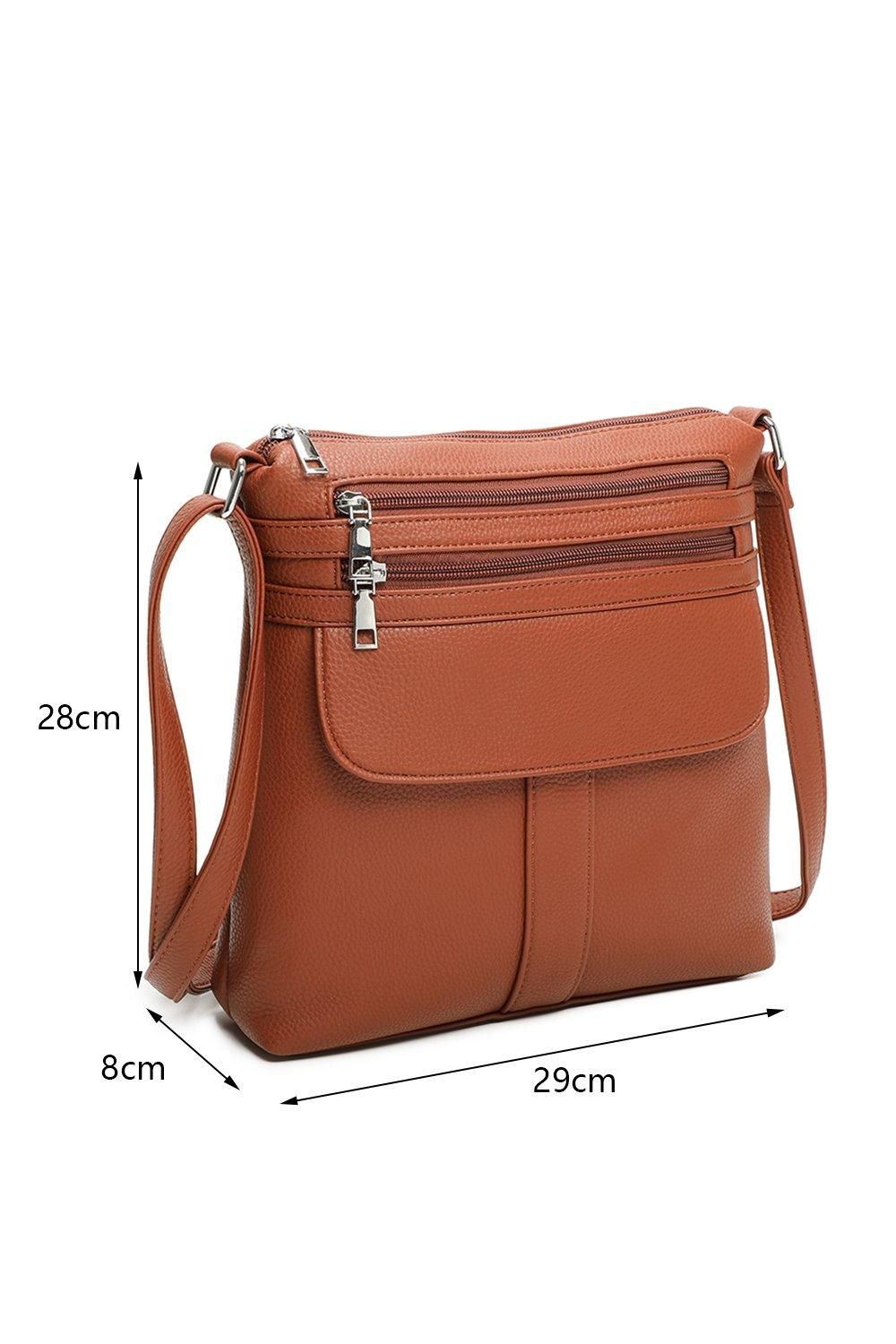 Fontanella Fashion Vier Quadruple Zip PU Messenger Bag