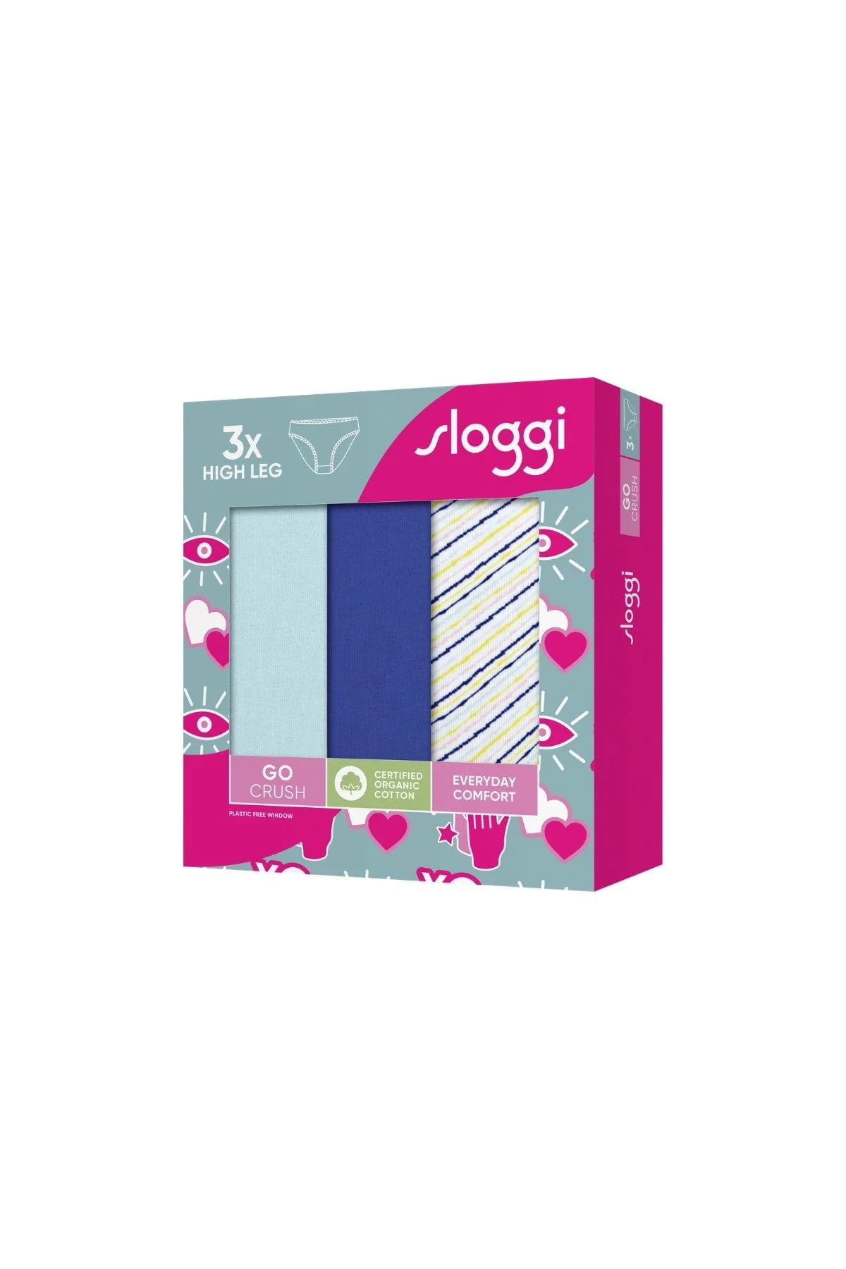 3 Pack Go Crush High Leg Briefs in Blue