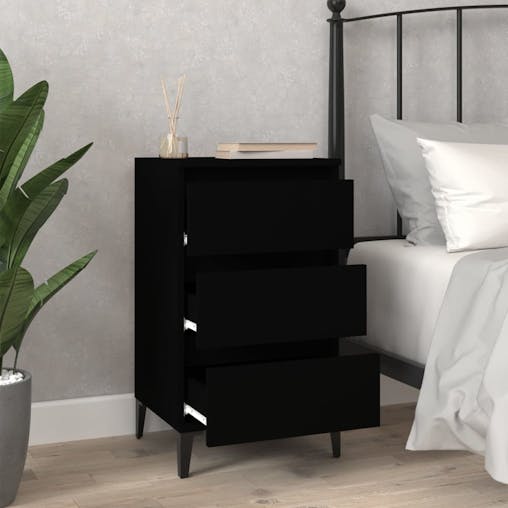 NNEVL Bedside Cabinet Black 40x35x70 cm Engineered Wood