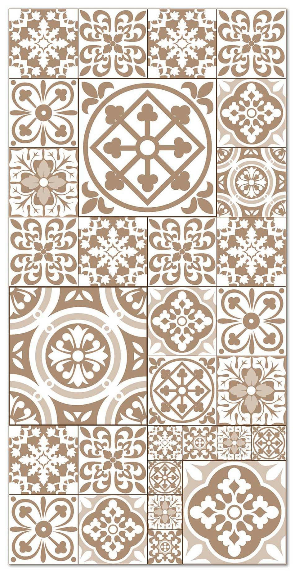 - Tapis vinyle carreaux ciments talavera brun 200x200cm