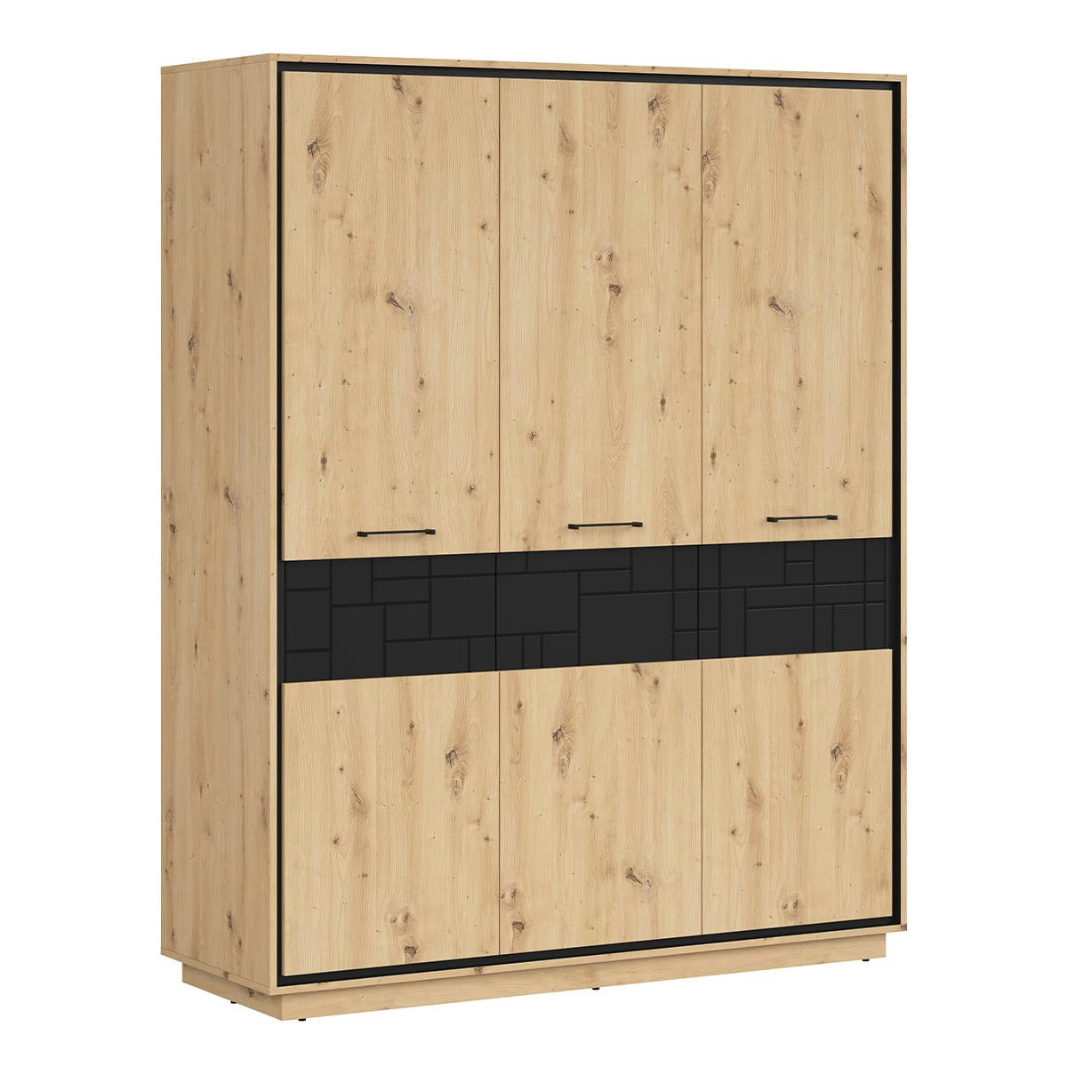 - Armoire 3 portes stratifiés naturel et noir