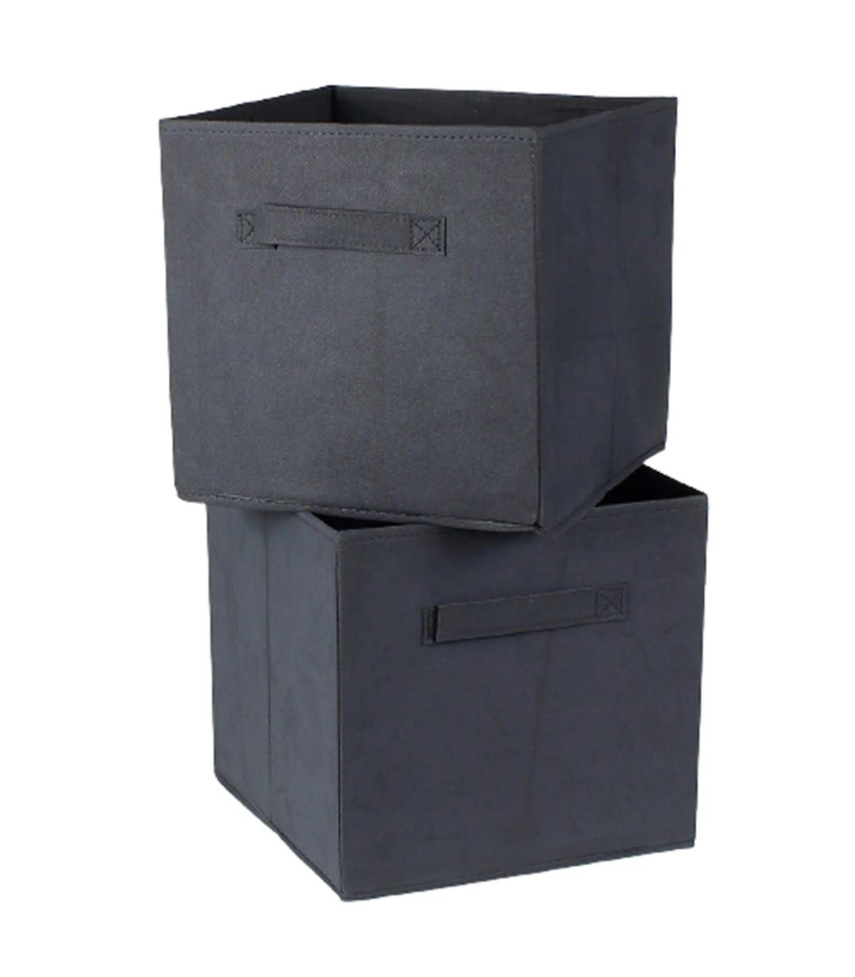 - Cube de rangement intissé 28x28cm - Lot de 2 - Gris