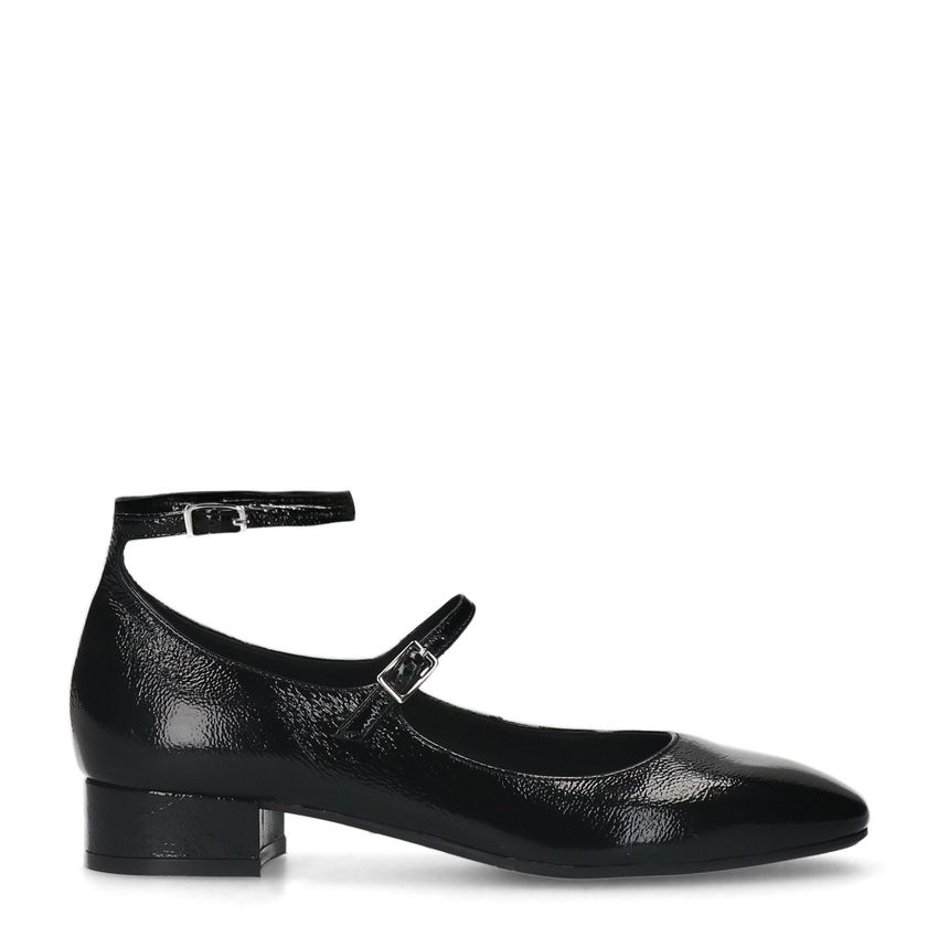 Manfield Zwarte lak leren Mary Jane pumps