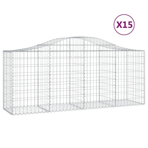 NNEVL Arched Gabion Baskets 15 pcs 200x50x80/100 cm Galvanised Iron