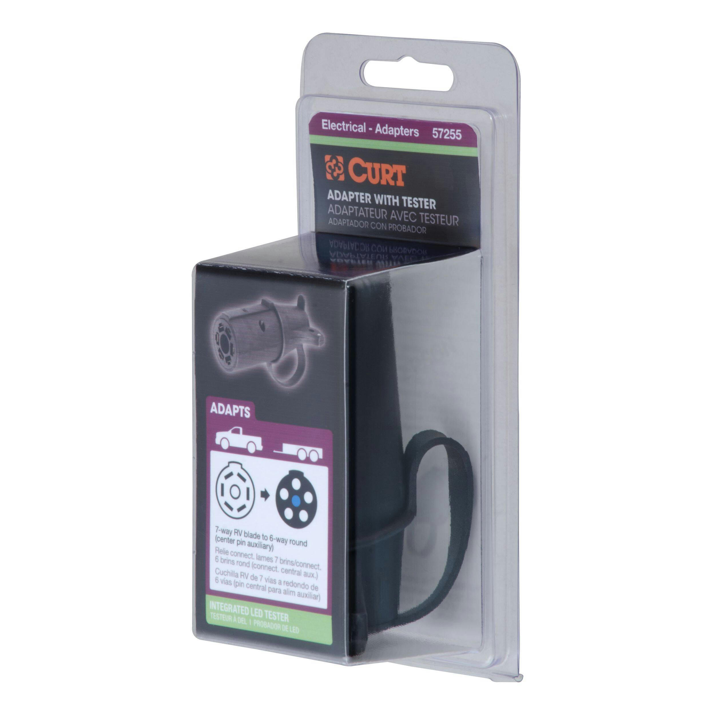 CURT Adapter with Tester (7-Way to 6-Round, Center Pin Auxiliary)