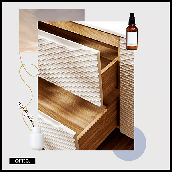 Meuble sous vasque de 120 cm - avec vasque à encastrer - 2 tiroirs - SEA BEIGE