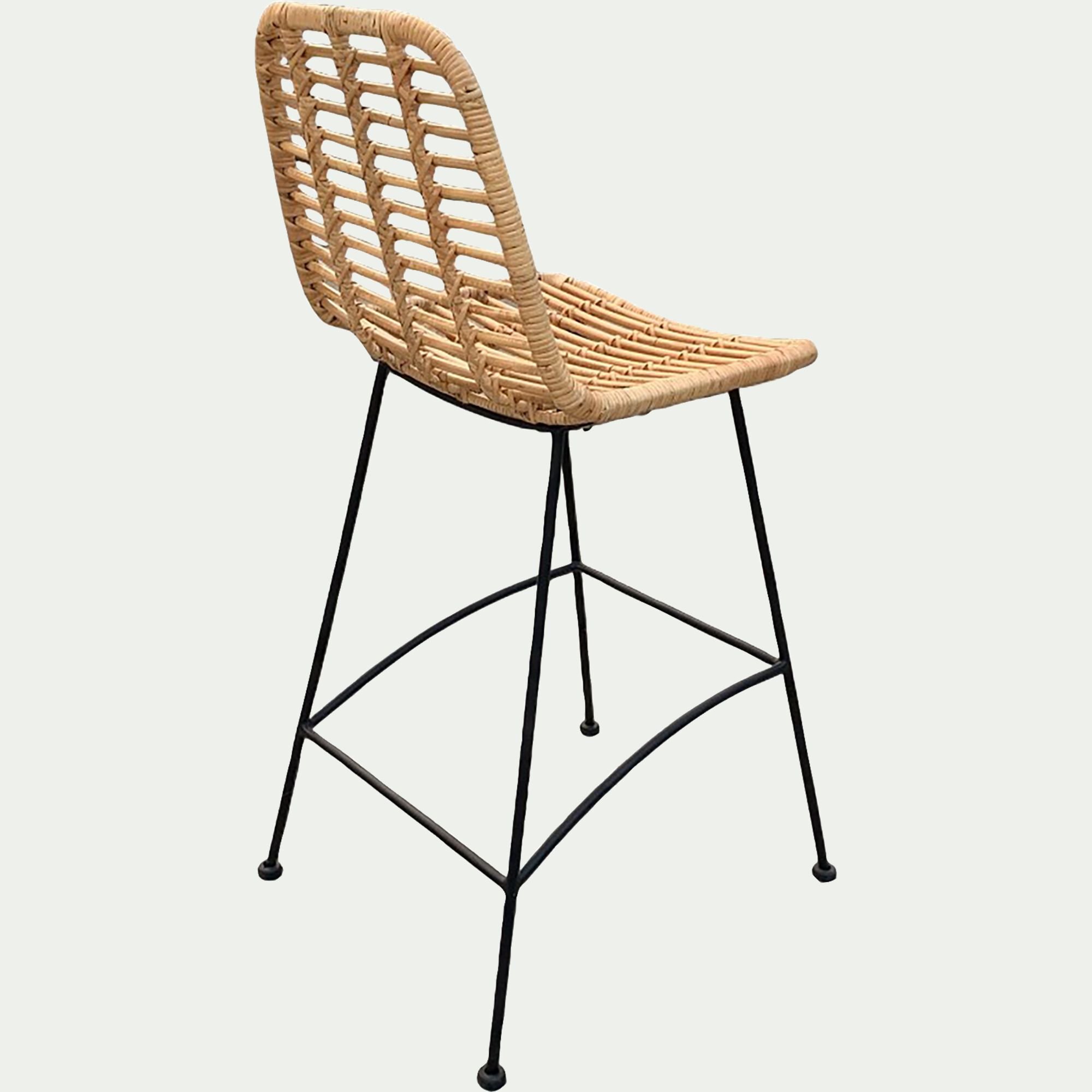 CUERS - Chaise haute en rotin tressé et acier - naturel