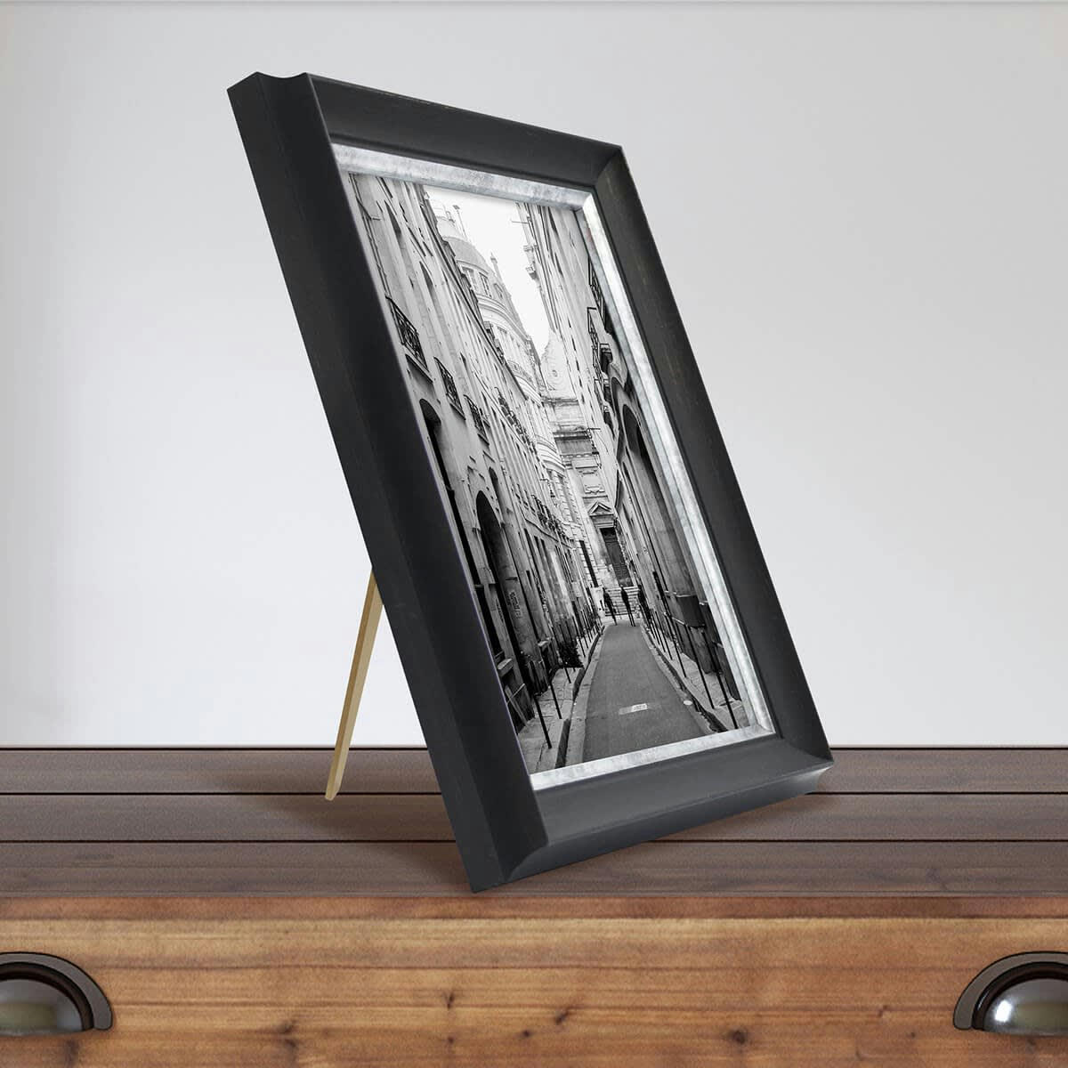 PANDORE - Cadre photo noir et finition argent 15x20 cm résine recyclée