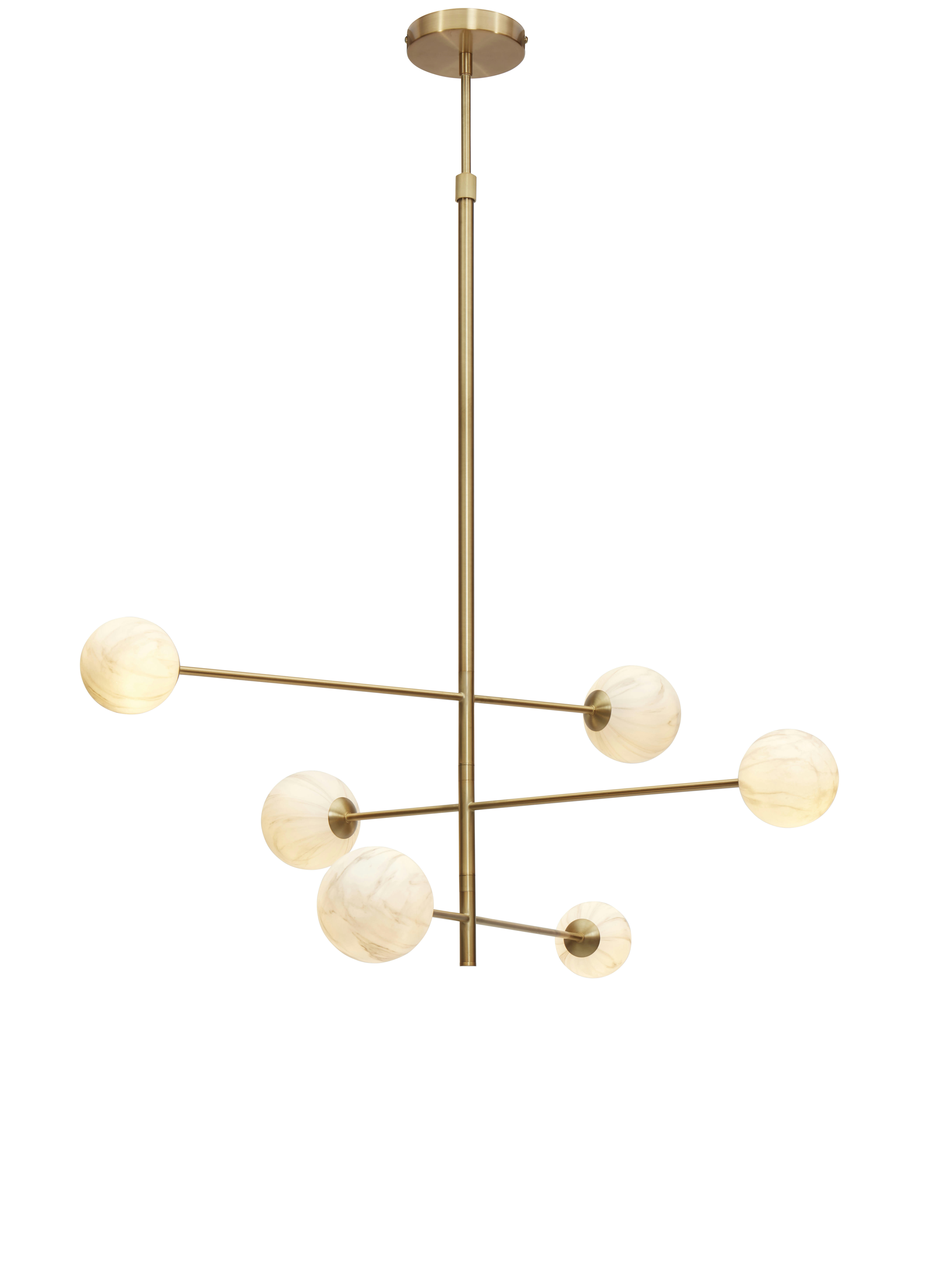 CARRARA - Suspension en fer abat-jour en verre or/verre teint, h. 95cm