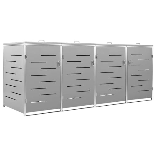 NNEVL Quadruple Wheelie Bin Shed 276.5x77.5x115.5 cm Stainless Steel