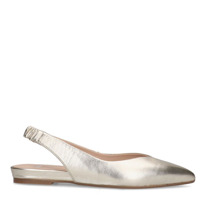 Manfield Gouden leren slingback ballerina's