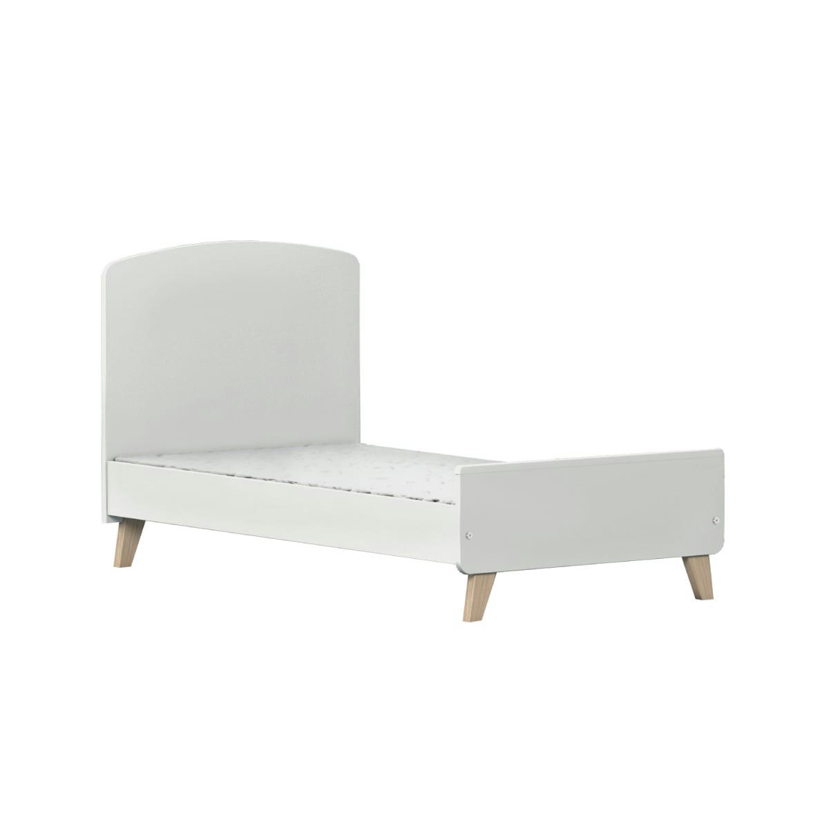 KOMBU - Pack lit bébé évolutif avec matelas 70x140 cm effet bois blanc et bois