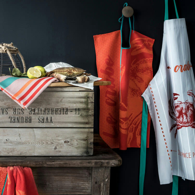 CRABE - Bavoir en jacquard pur coton orange 60 x 43