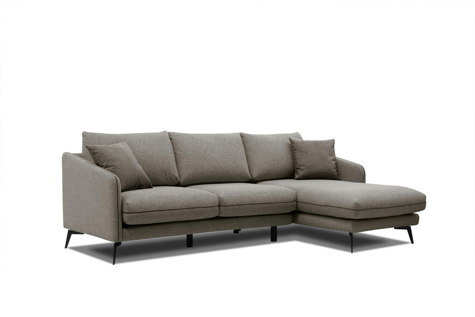 SOGEL - Canapé d'angle droit 4 places tissu taupe