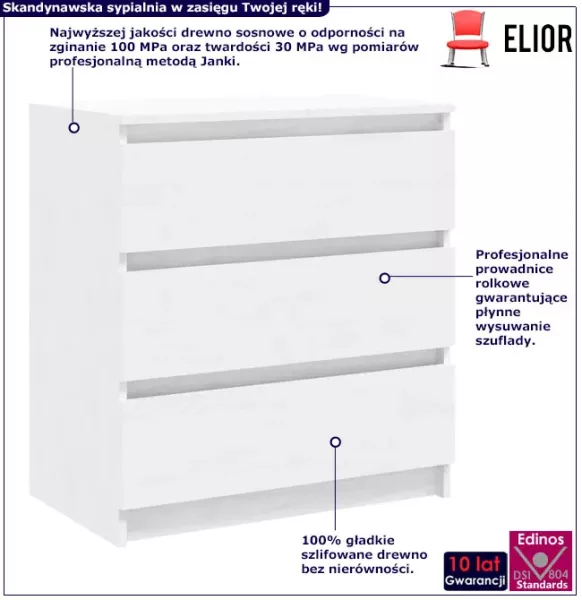 Sosnowa komoda z 3 szufladami - Tireon
