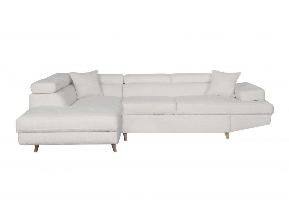 RIO SCANDINAVE - Canapé d'angle gauche convertible Scandi avec coffre en tissu -Blanc