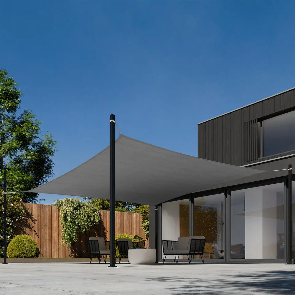 tectake Polyethyleen zonneluifel vierkant grijs, Grijs