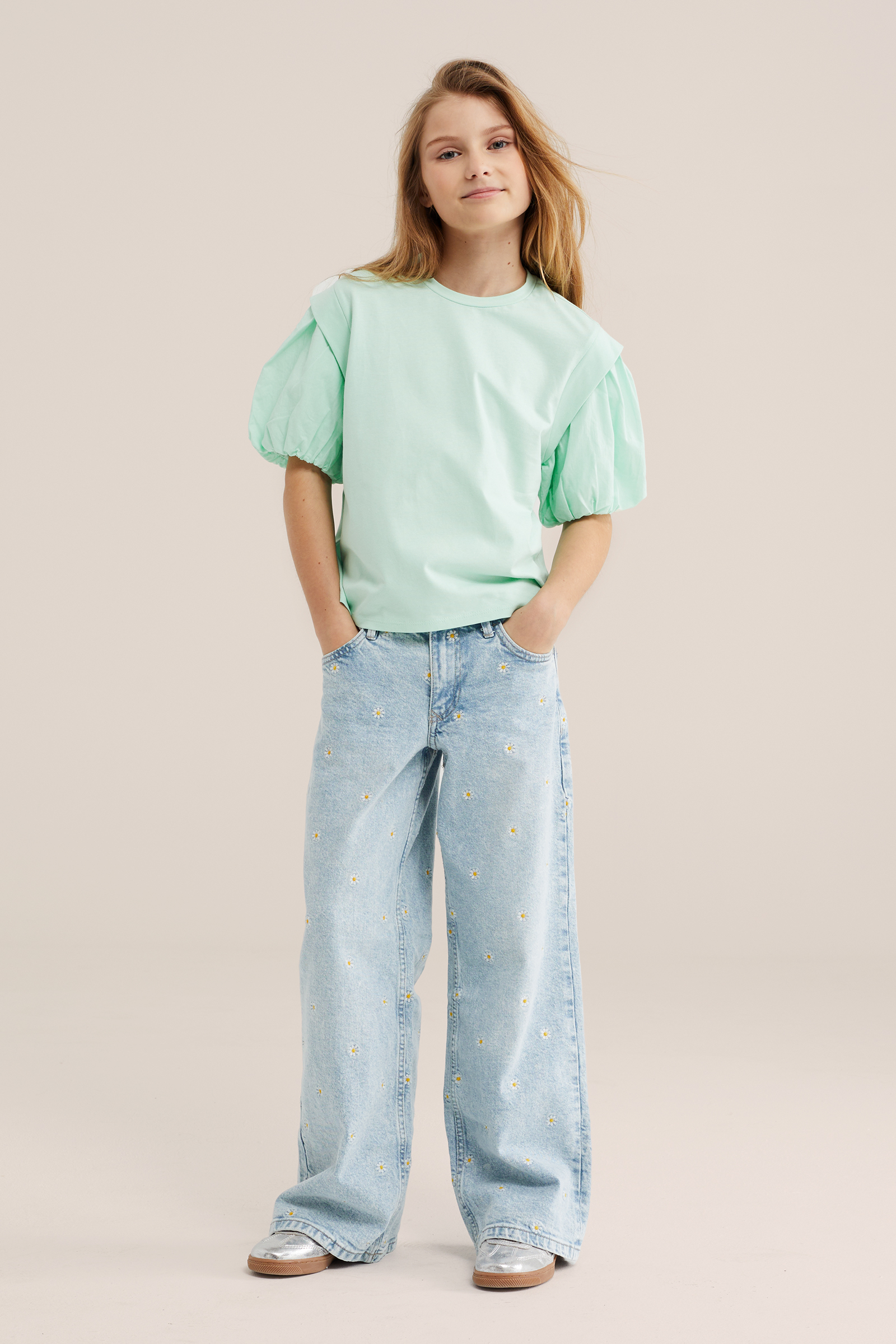 Meisjes T-shirt met ballonmouwen