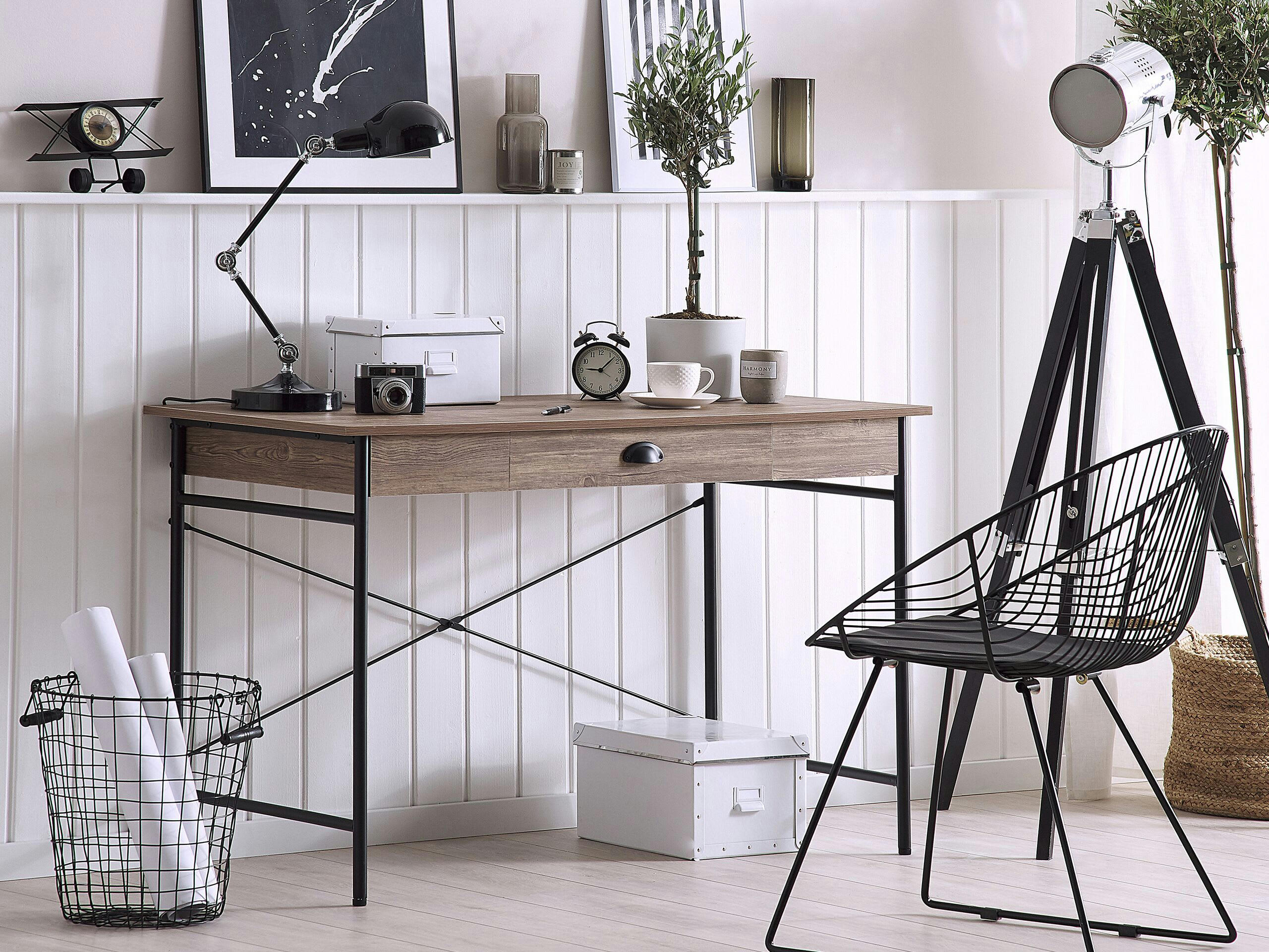 CASCO - Bureau avec tiroir effet bois foncé 120 x 60 cm