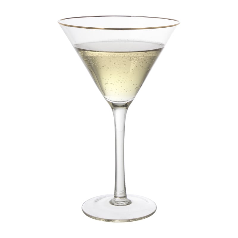 Martiniglas roze gouden rand - glas - 220 ml