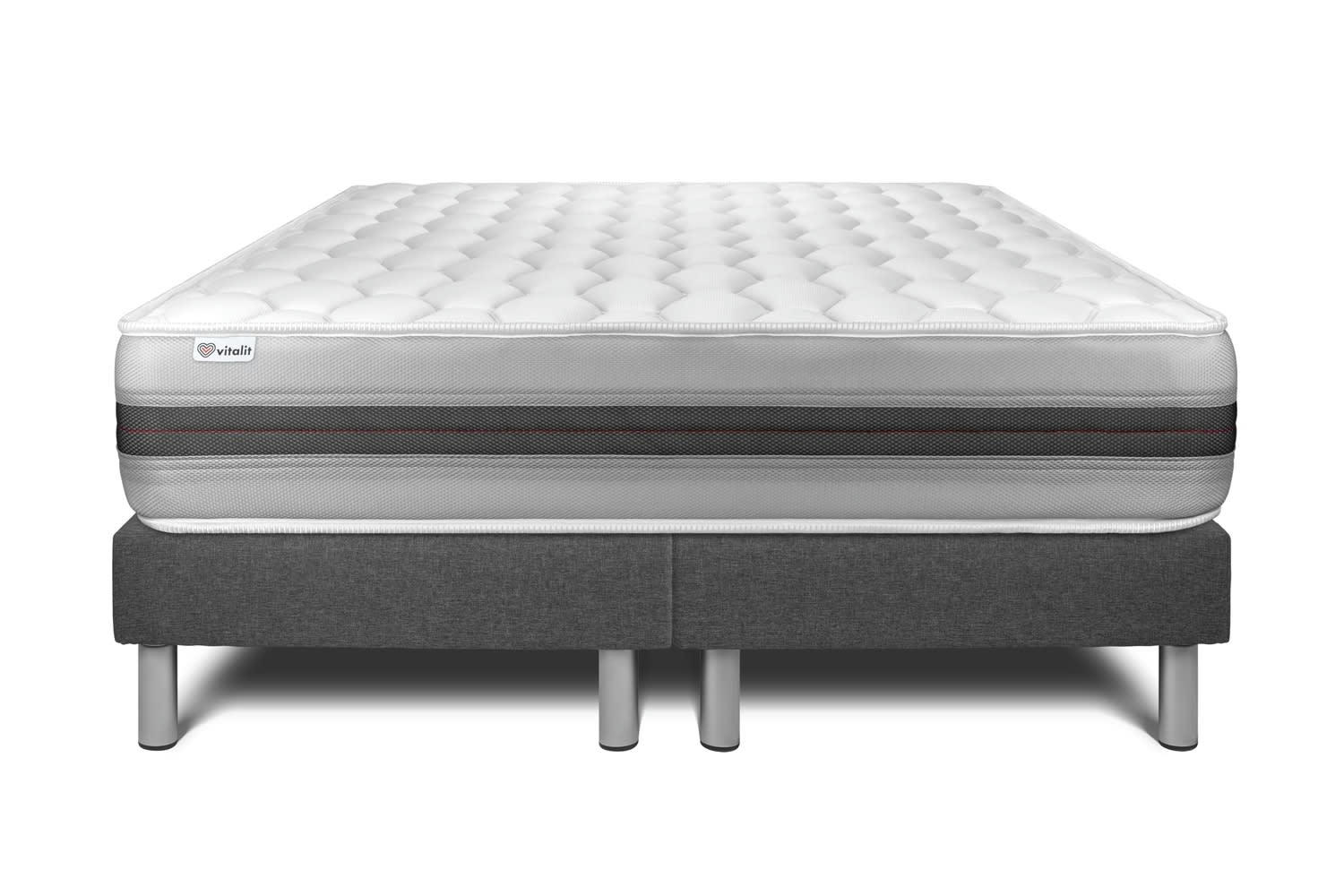 VITALSPRING RECOVER - Ensemble Ressorts  et Mémoire de forme 200x200cm Gris