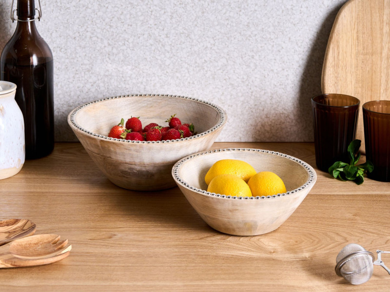 Zestaw 2 mis dekoracyjnychDrewno mango Jasnobrązowy