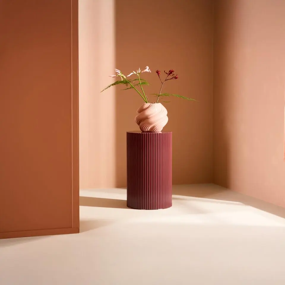 Bijzettafel Rond - Burgundy MDF - 31x30,5x50cm - Lenox