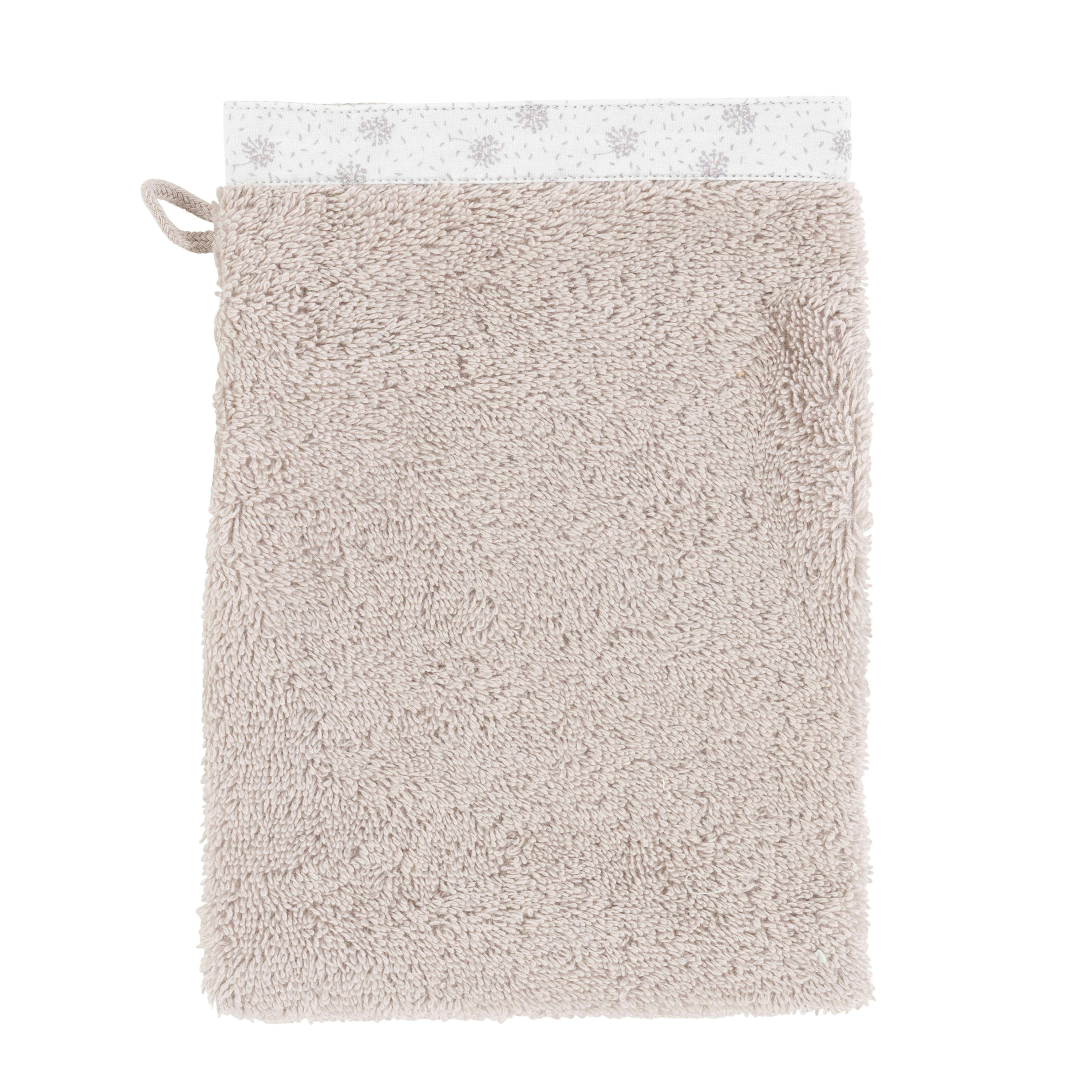 DEVINE - Gant de toilette coton biologique brodé bouclette beige 15 x 21 cm