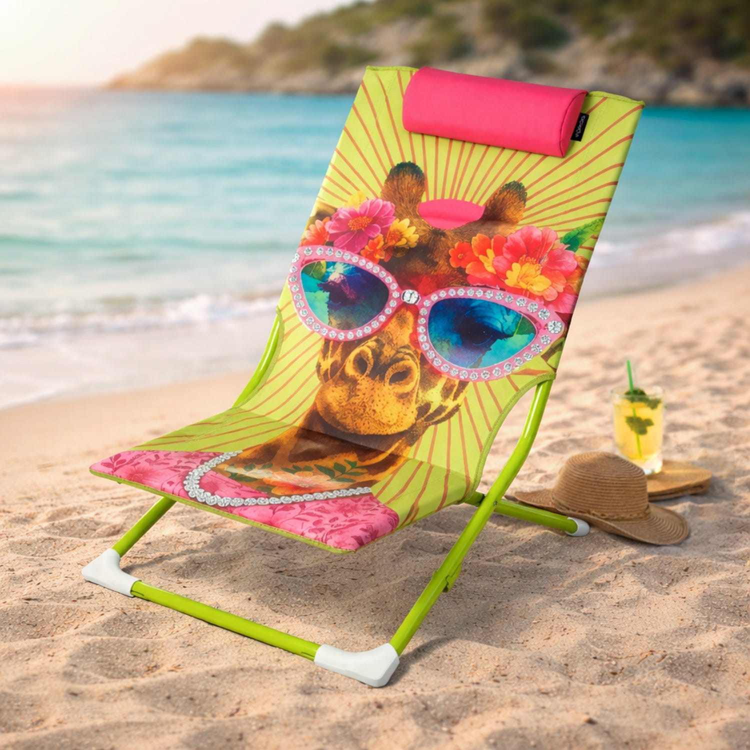 Spiaggina sedia pieghevole Giraffa con poggiatesta