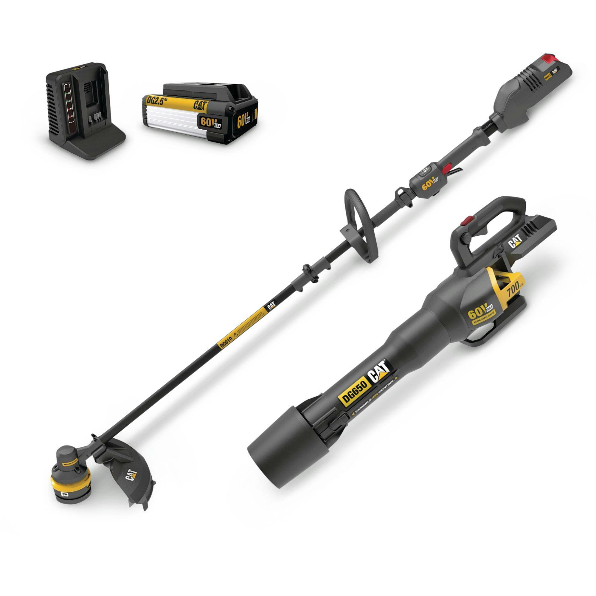 CAT 60V Cordless Trimmer/Blower Combo Kit with 2.5Ah Battery & Charger