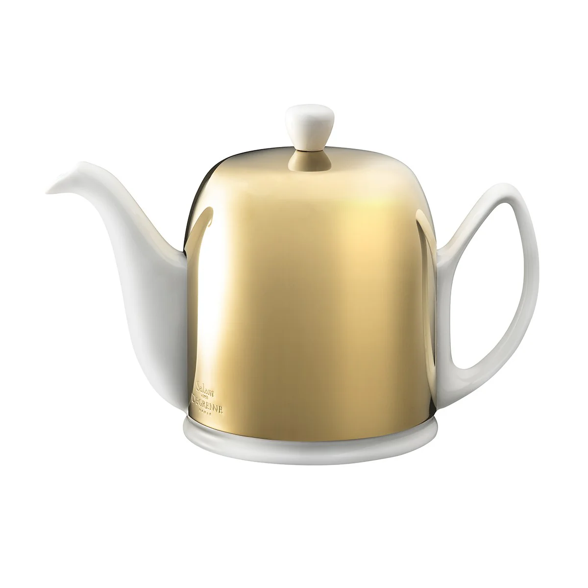 Théière 6 tasses cloche dorée