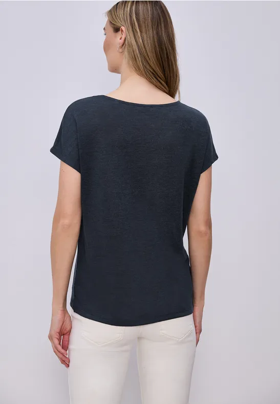 Dropped Shoulder Shirt im Leinen-Look