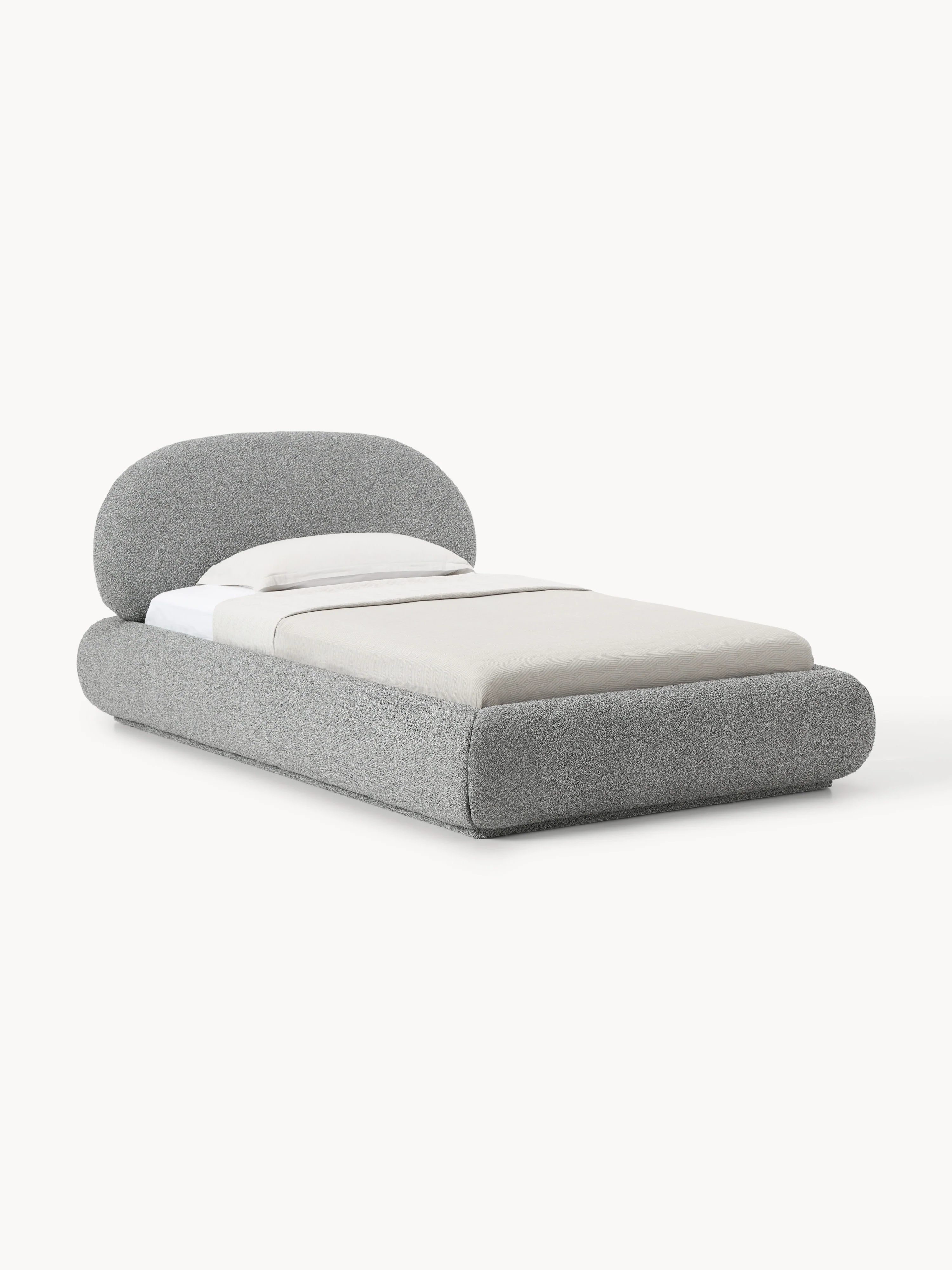 Bouclé-Polster-Einzelbett Alba