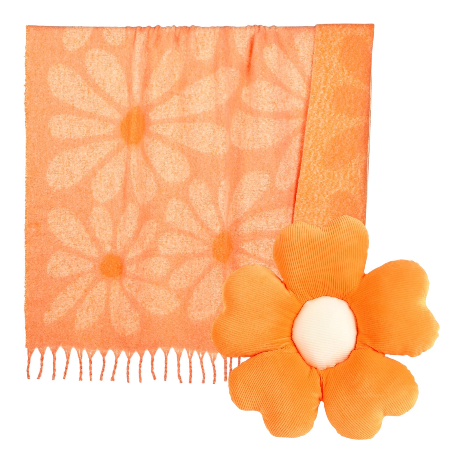 Deko-Kissen Blume mit Decke Orange, 2 -tlg.