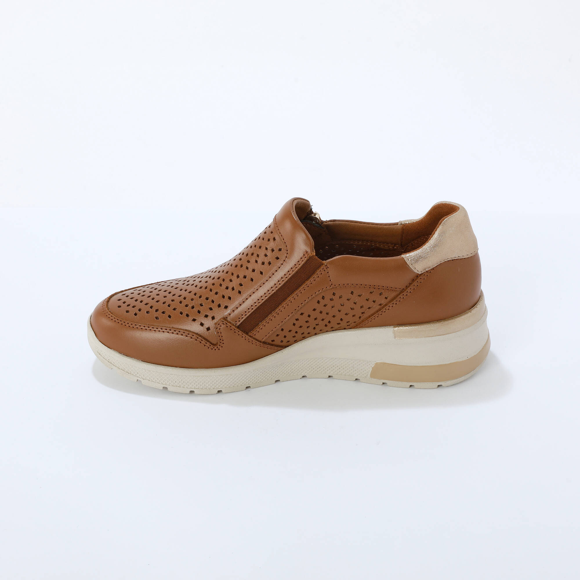 Baskets zippées compensées en cuir