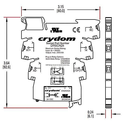 Crydom DRA-CN240A05 relais à semi-conducteurs 1 pôle 2 A, montage rail DIN