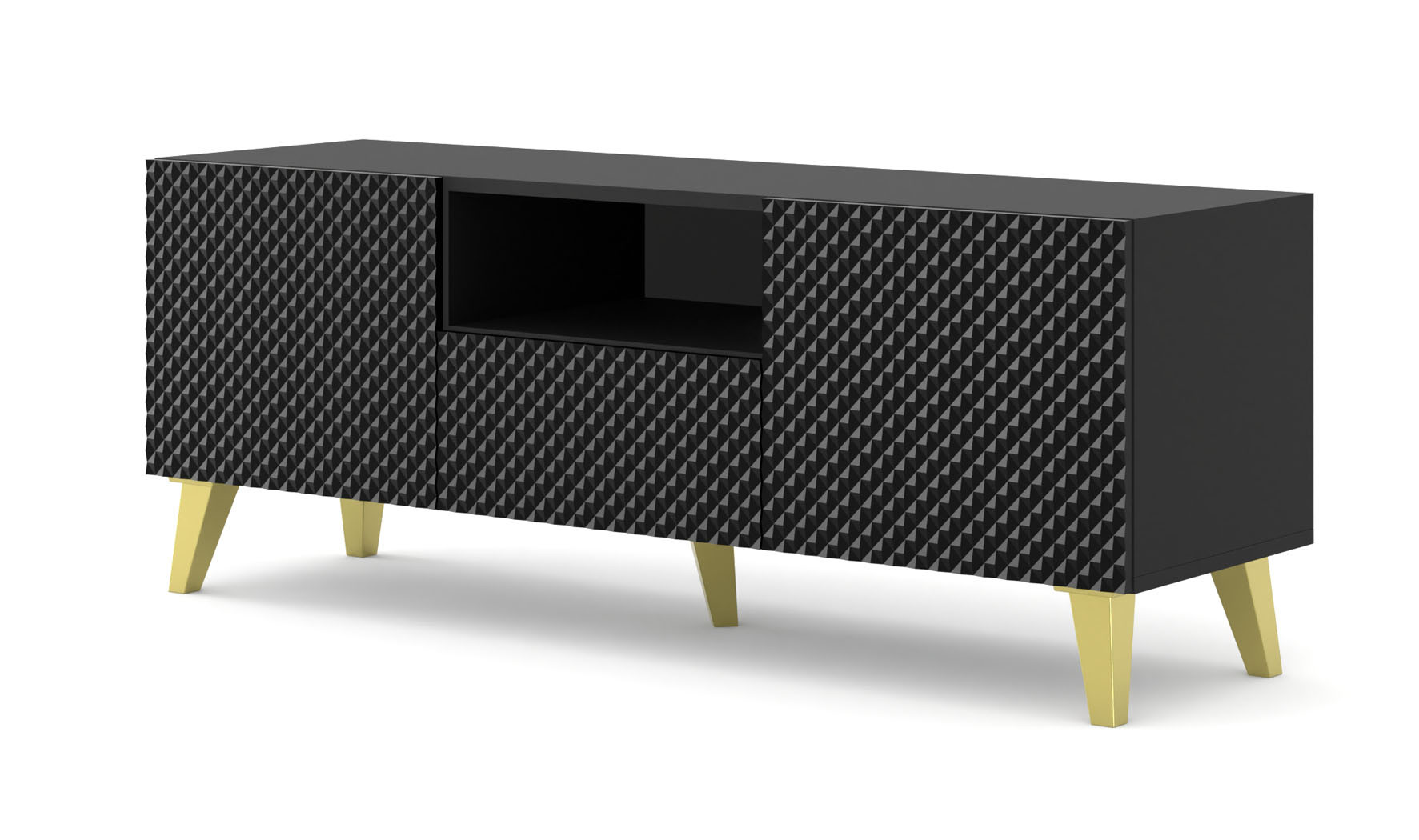 Szafka RTV Ravenna C 150 cm 2D1S czarny połysk